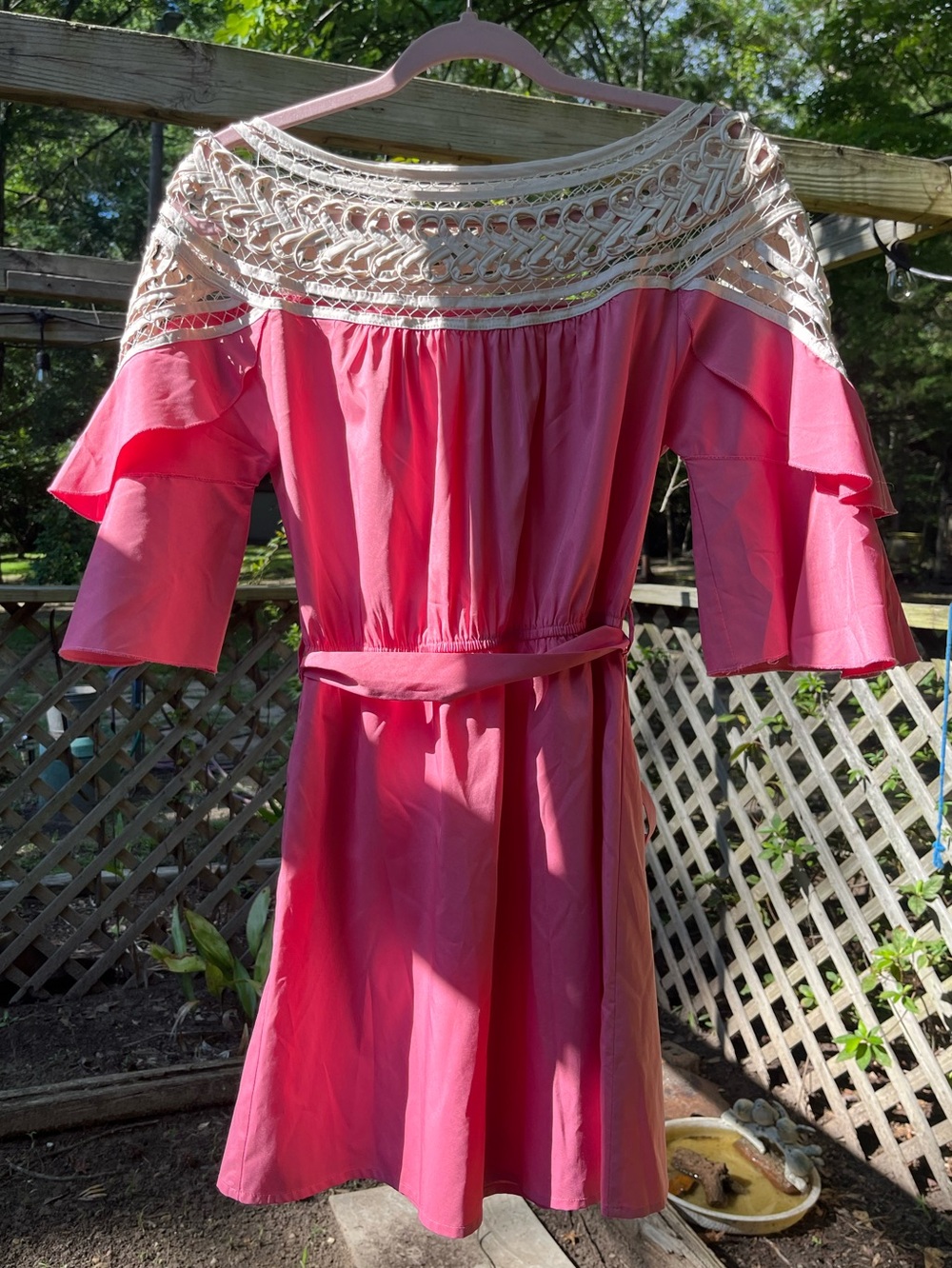 Esley Pink Summer Top with Crochet Accent